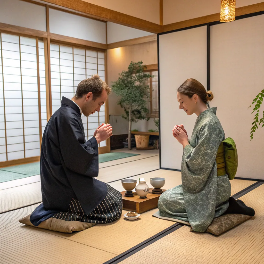 John and Emily enjoying a traditional tea ceremony in Kyoto